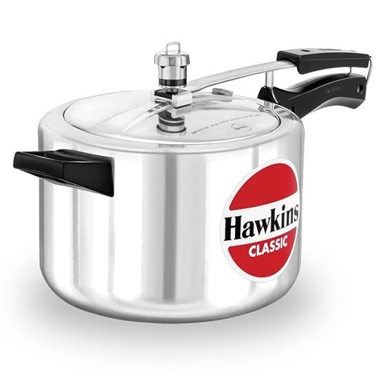 cl50-hawkins.jpg Hawkins Classic 5 Litre Pressure Cooker | Straight Body | Gas Compatible | Ideal for 5–7 persons | ISI Certified | 5 Year Guarantee | Silver (CL50) - Image 1